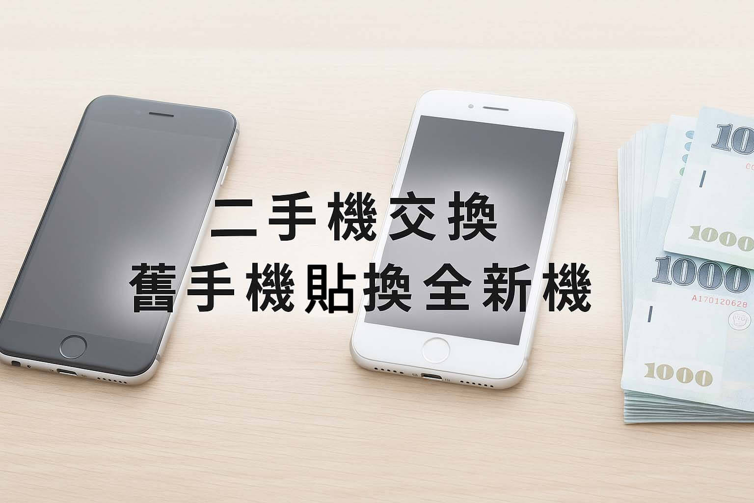 青蘋果3C 二手機交換服務，舊手機貼換全新機與換現金比較圖