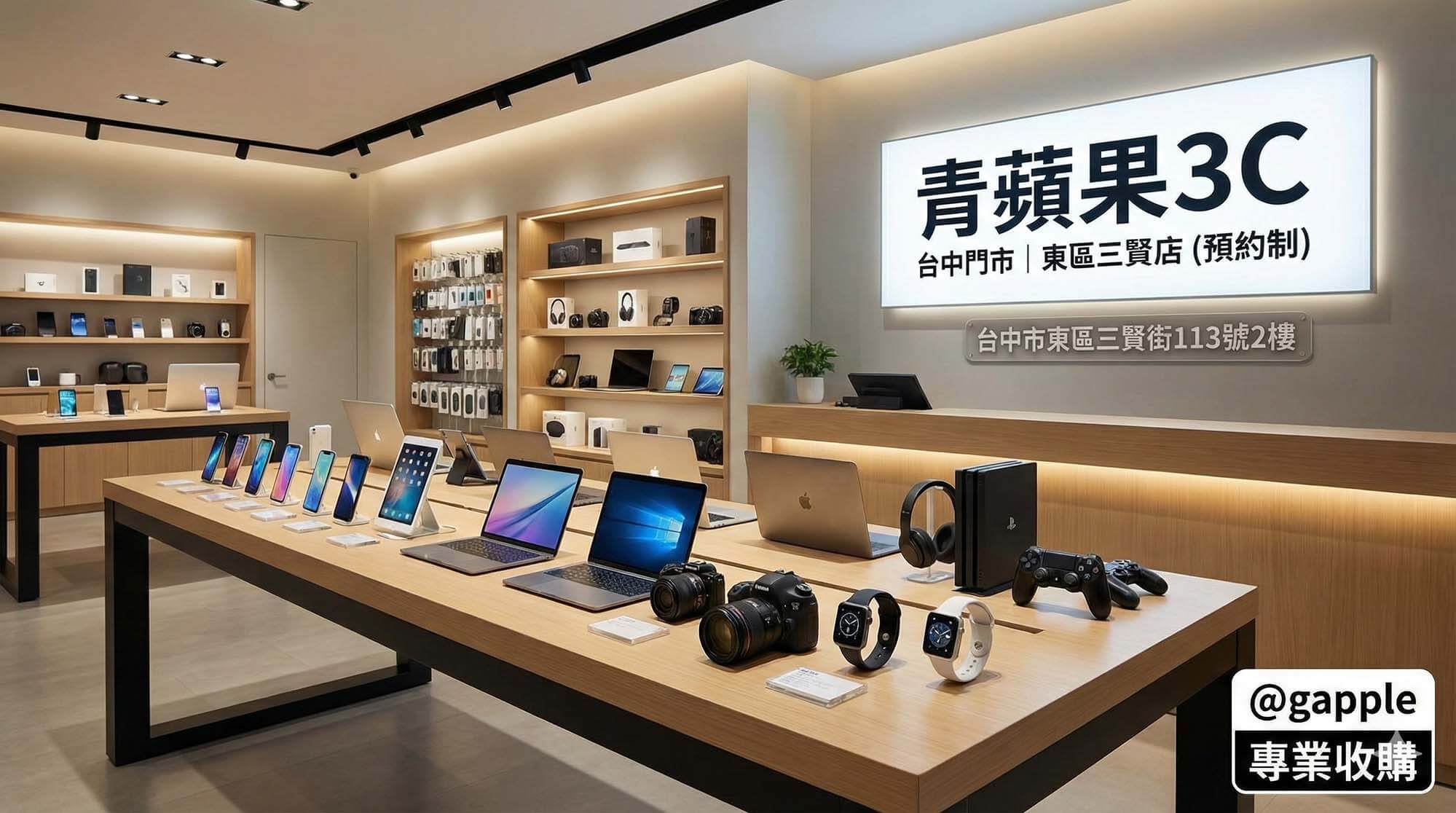 青蘋果3C 台中新門市 東區三賢店 預約制 二手手機相機平板電腦現場估價示意圖