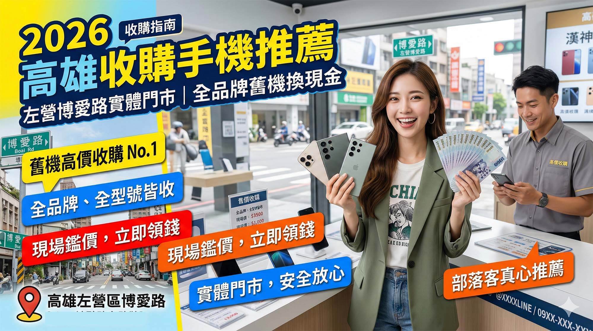 高雄收購手機推薦，左營博愛路實體門市全品牌二手手機專業估價與現金交易 (Highly recommended Kaohsiung phone buyback, professional used phone valuation at Zuoying Bo'ai Road physical store)